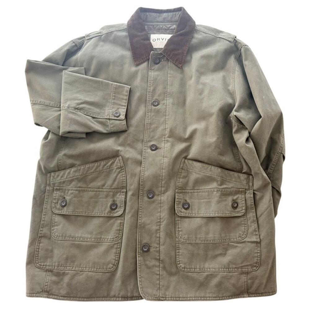 Orvis Men's Barn Chore Coat Jacket Sage Green Canvas XXL Fish Camp Outdoors